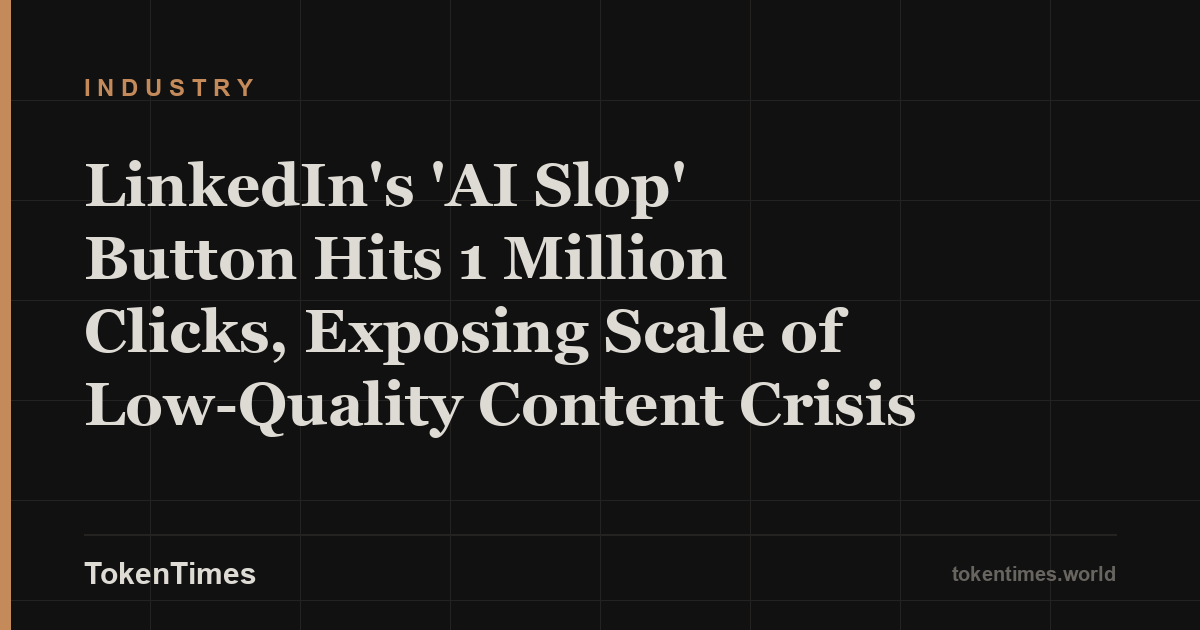 LinkedIn's 'AI Slop' Button Hits 1 Million Clicks, Exposing Scale of Low-Quality Content Crisis