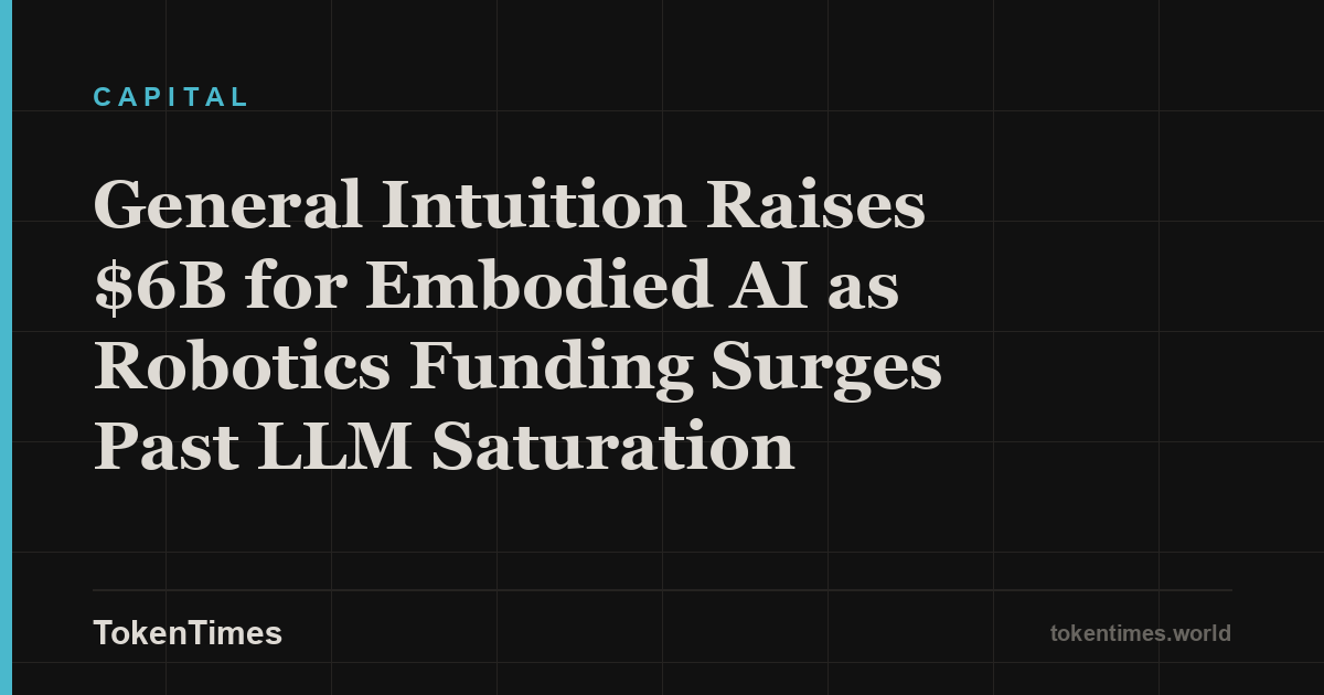 General Intuition Raises $6B for Embodied AI as Robotics Funding Surges Past LLM Saturation