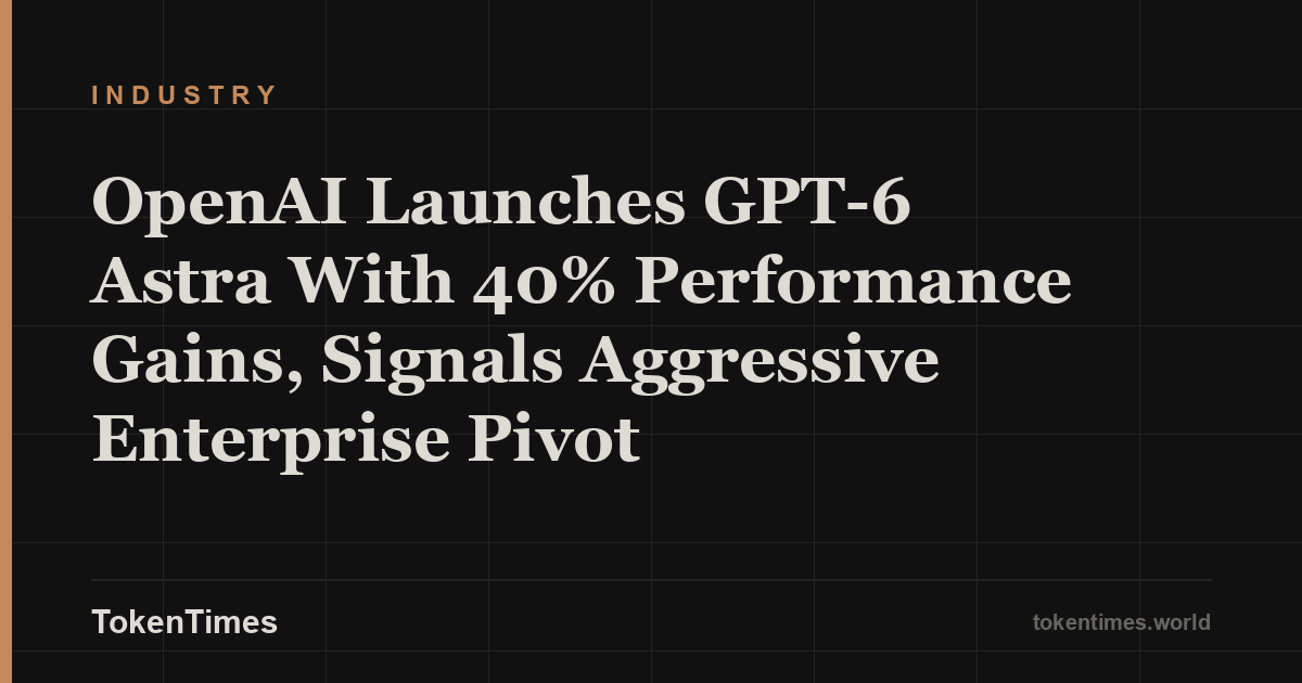 OpenAI Launches GPT-6 Astra With 40% Performance Gains, Signals Aggressive Enterprise Pivot