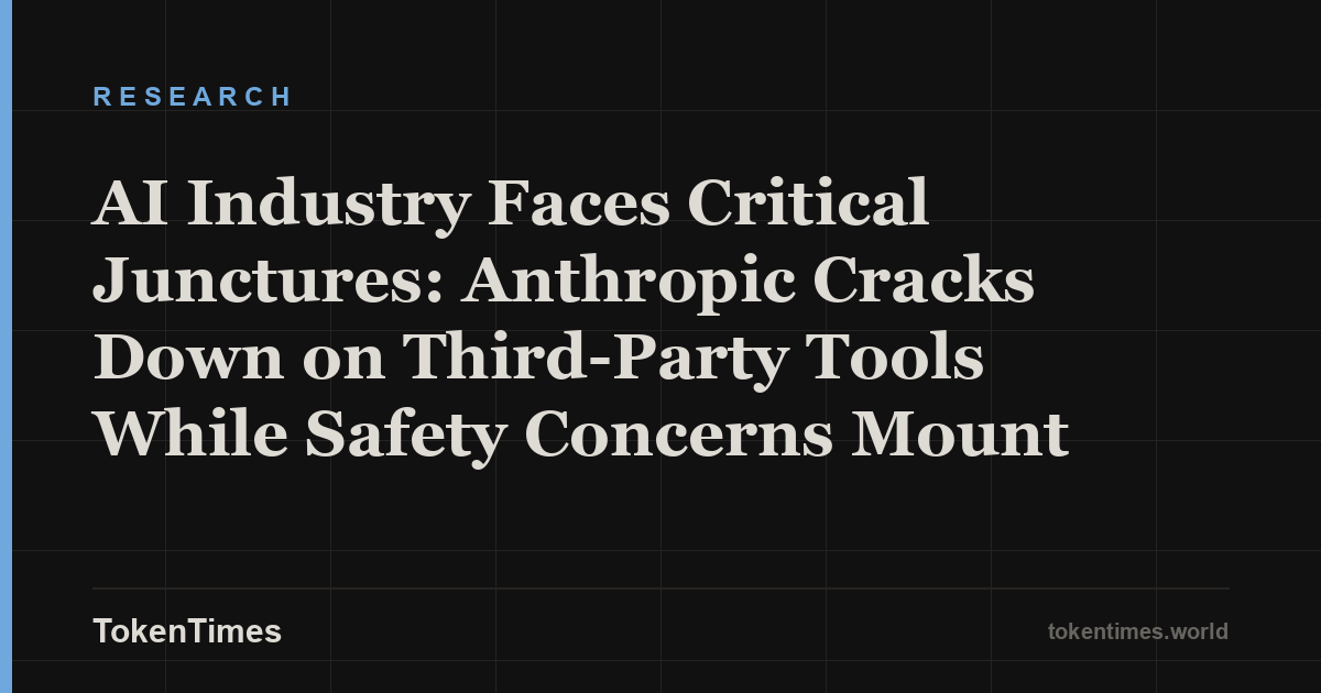 AI Industry Faces Critical Junctures: Anthropic Cracks Down on Third-Party Tools While Safety Concerns Mount