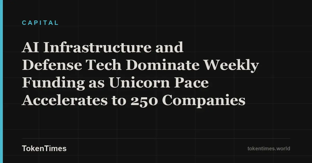 AI Infrastructure and Defense Tech Dominate Weekly Funding as Unicorn Pace Accelerates to 250 Companies