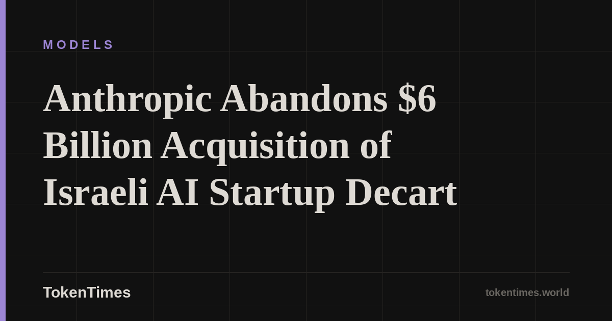 Anthropic Abandons $6 Billion Acquisition of Israeli AI Startup Decart