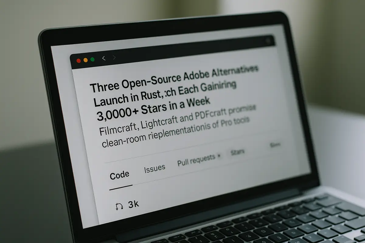 Three Open-Source Adobe Alternatives Launch in Rust, Each Gaining 3,000+ Stars in a Week